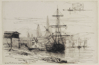 Albert Lebourg (1849-1928)<br>1871<br><em>Mont-Riboudet dockyards</em><br>Ink not signed, located, lower left<br>20 x 31 cm<br> Private collection / Marc-Henri Tellier</div>