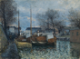 Alfred Sisley (1839-1899)<br><em>Barges on the Saint-Martin canal</em><br>1870<br>Oil signed lower left
<br>54,5 x 73 cm<br> Collection Oskar Reinhart "Am Rmerholz", Winterthur, Switzerland</div>